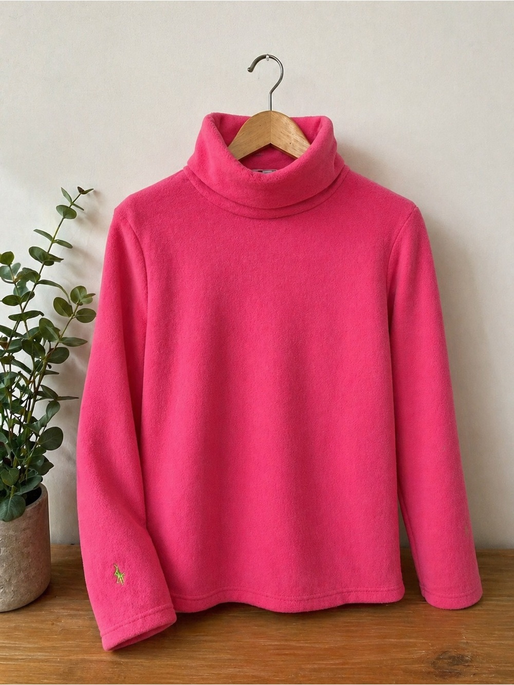 Dudley Stephens Bright Pink Fleece Turtleneck Pullover